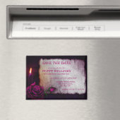 Aimant Romantique gothique Rose & Bougie Save The Date (In Situ (Lave-vaisselle))