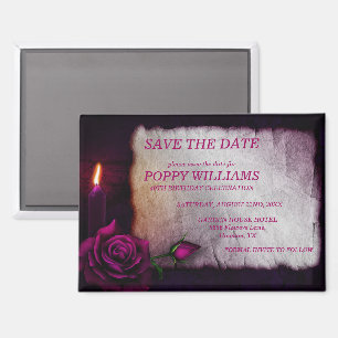 Aimant Romantique gothique rose et bougie carte de faire-