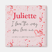 Aimant Romantique rose et coeur rouge Saint Valentin (Devant)