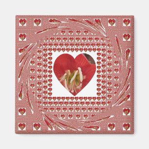 Aimant Romantique Rouge Fleur Coeur Design 4 Moments spéc