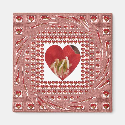 Aimant Romantique Rouge Fleur Coeur Design 4 Moments spéc (Devant)