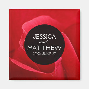 Aimant Romantique Stylish Rose rouge Mariage Floral