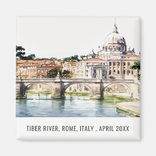 Aimant Rome Italie Tibre Rivière Aquarelle Italienne Voya