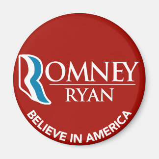 Aimant Romney Ryan Croit En L'Amérique Rouge Rond
