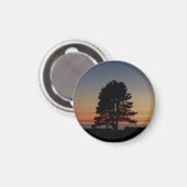 Aimant rond avec coucher de soleil de silhouette d (Recto/Verso)