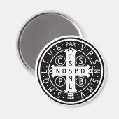 Aimant rond avec médaille de saint Benoît, toutes (Recto/Verso)