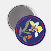 Aimant rond bleu fleur (Recto/Verso)