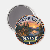 Aimant Rond Camp Life Fryeburg Maine (Recto/Verso)