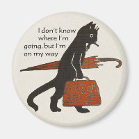 Aimant rond Chat noir vintage