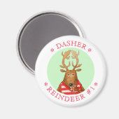 Aimant rond DASHER REINDEER (Recto/Verso)