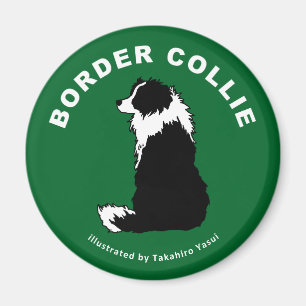 Aimant rond de border collie