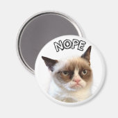 Aimant rond de chat grincheux "NOPE" (Recto/Verso)