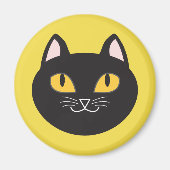 Aimant rond de chat noir (Devant)