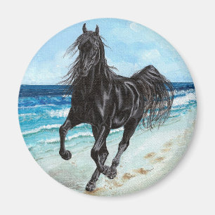 Aimant rond de cheval Arabe noir d'étalon