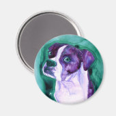 Aimant rond de chien de boxer - "Pas moi" (Recto/Verso)