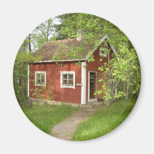 Aimant rond de cottage rouge