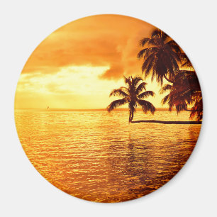 Aimant rond de coucher du soleil horizontal de