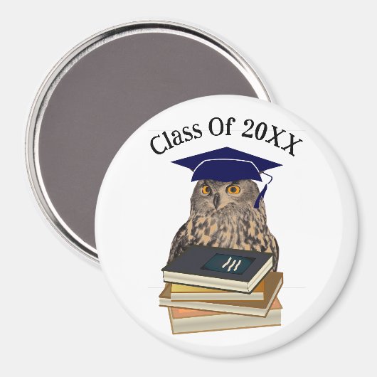 Aimant rond de graduation de la chouette (Recto/Verso)