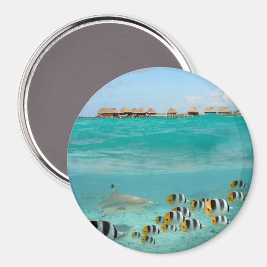 Aimant rond de la lagune de Bora Bora (Recto/Verso)