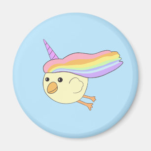 Aimant rond de Licorne-Poulet de bande dessinée
