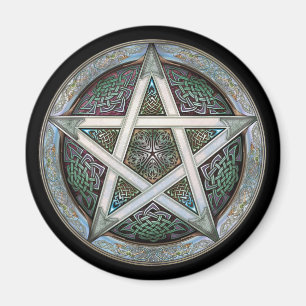 Aimant rond de pentagramme argenté