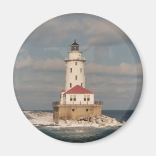 Aimant rond de phare du lac Michigan