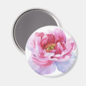 Aimant rond de pivoine rose (Recto/Verso)