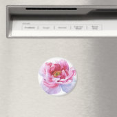 Aimant rond de pivoine rose (In Situ (Lave-vaisselle))