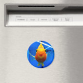 Aimant rond de poisson rouge souriant (In Situ (Lave-vaisselle))