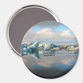 Aimant rond de reflet du lac de Jokulsarlon (Recto/Verso)