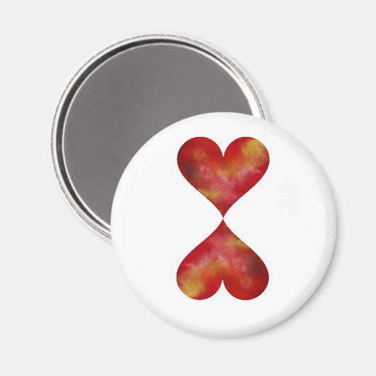 Aimant rond des coeurs (Recto/Verso)
