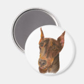 Aimant rond Doberman Pinscher (Recto/Verso)