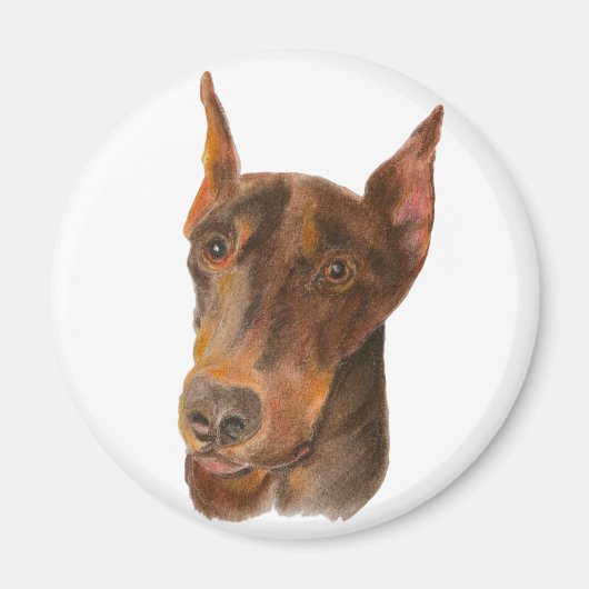 Aimant rond Doberman Pinscher (Devant)