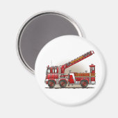 Aimant rond du camion-feu à crochet et à échelle (Recto/Verso)