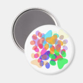 Aimant rond Empreintes de pattes Abstraits (Recto/Verso)