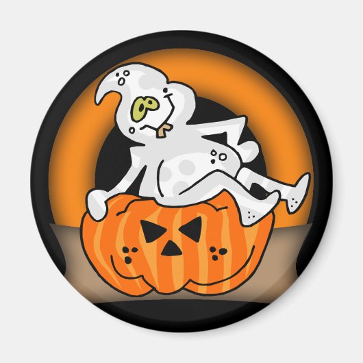 Aimant rond fantôme d'Halloween (Devant)