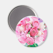 Aimant rond Fleurs roses (Recto/Verso)