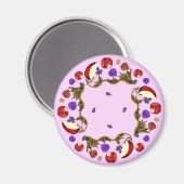 Aimant Rond Fruit Et Feuille (Recto/Verso)