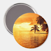 Aimant rond horizontal couchant de palmier (Recto/Verso)