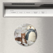 Aimant rond "Joyeuses Fêtes" AmStaff (In Situ (Lave-vaisselle))