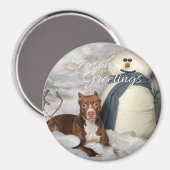 Aimant rond "Joyeuses Fêtes" AmStaff (Recto/Verso)