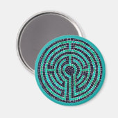 Aimant rond LABYRINTH III - Turquoise (Recto/Verso)