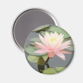 Aimant rond Lily d'eau rose clair (Recto/Verso)