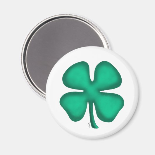 Aimant rond Lucky 4 Leaf Irish Clover (Recto/Verso)