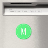 Aimant Rond Monogramme Blanc sur Fond Vert Clair (In Situ (Lave-vaisselle))