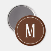 Aimant Rond Monogramme Blanc sur Marron (Recto/Verso)