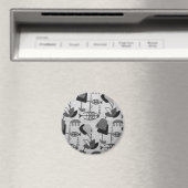 Aimant rond Motif atomique noir et blanc (In Situ (Lave-vaisselle))