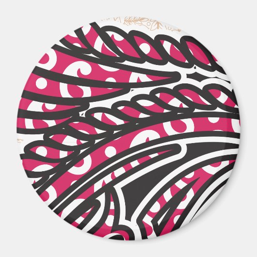 Aimant Rond Paisley Rouge Gras (Devant)
