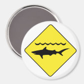 Aimant rond, panneau jaune "requins avertisseurs" (Recto/Verso)