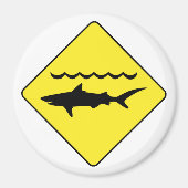 Aimant rond, panneau jaune "requins avertisseurs" (Devant)